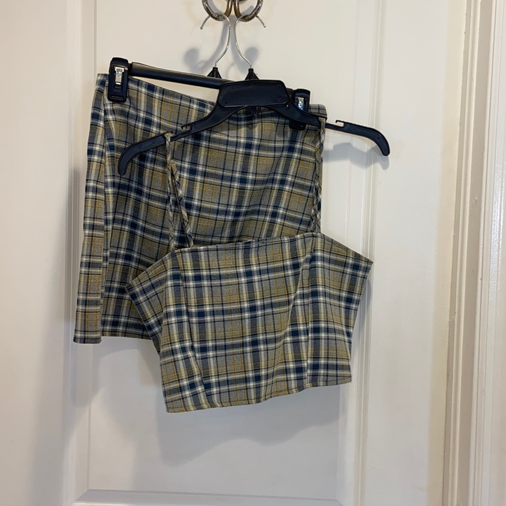 Windsor- Green plaid skirt and crop top set